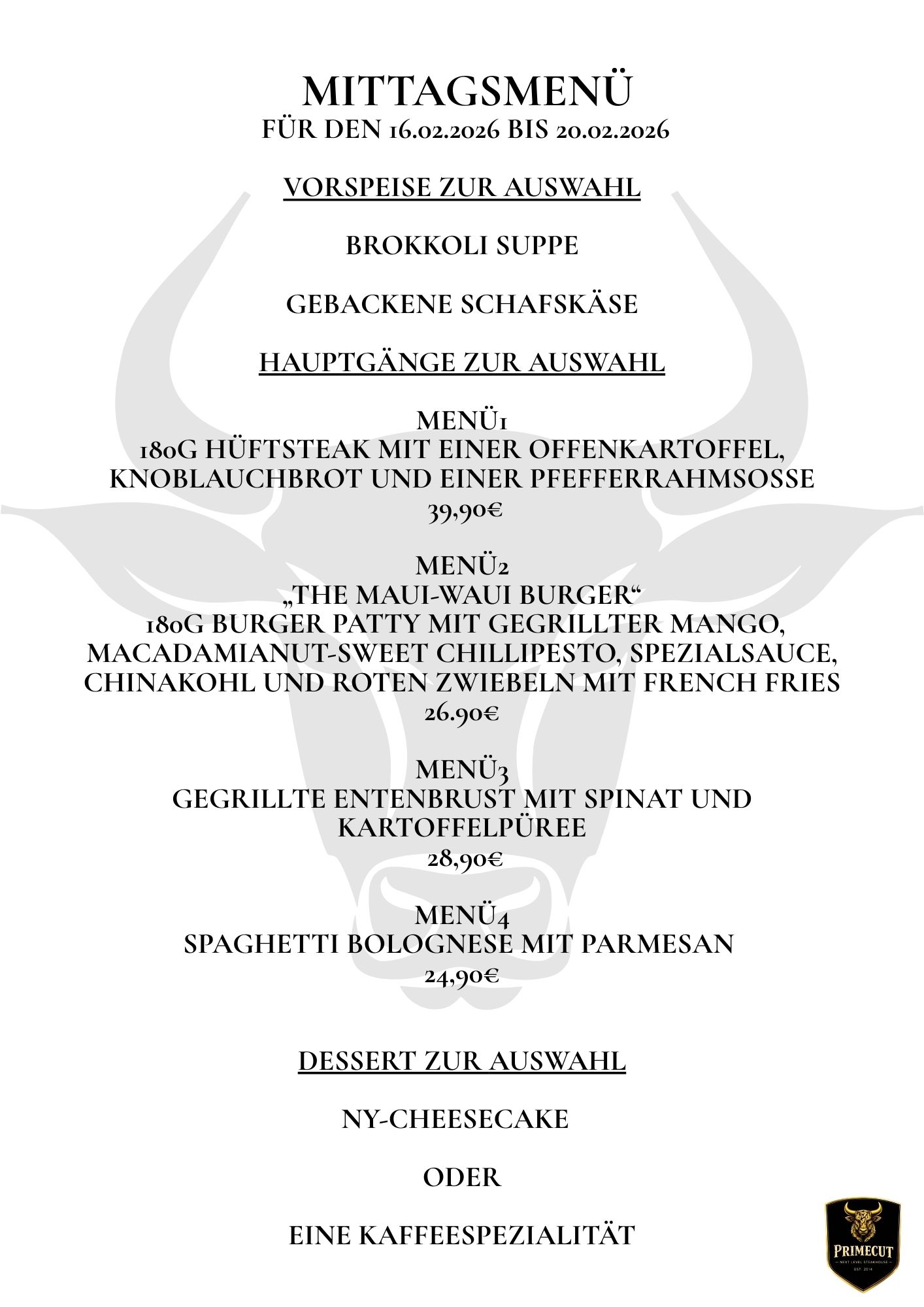 Speisekarte NEU 2026